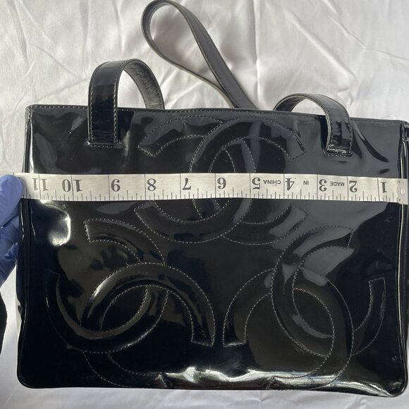 Chanel Triple Coco Mini Tote Handbag - Black Enamel, Made in Italy - Picture 4 of 16